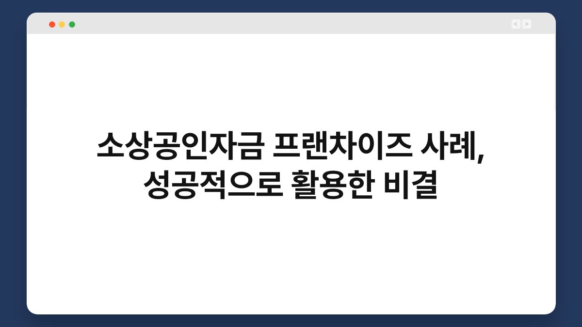 소상공인자금 프랜차이즈 사례, 성공적으로 활용한 비결 1
