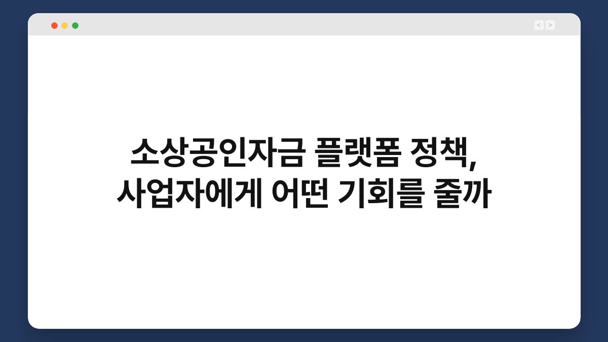 소상공인자금 플랫폼 정책, 사업자에게 어떤 기회를 줄까 1