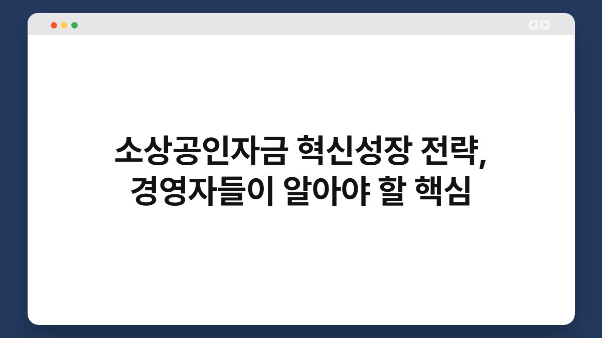 소상공인자금 혁신성장 전략, 경영자들이 알아야 할 핵심 1