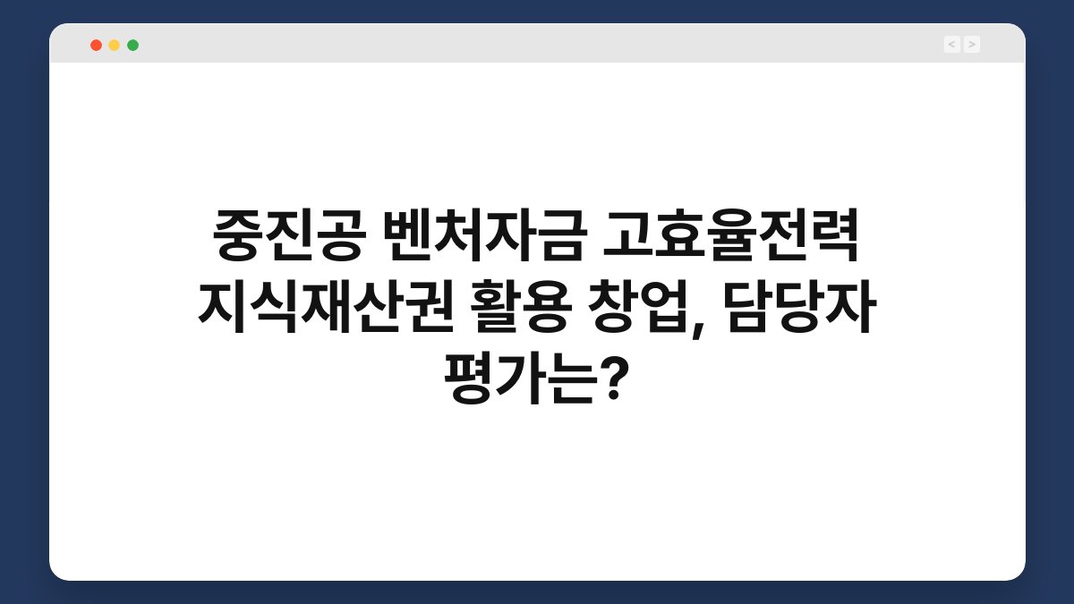 중진공 벤처자금 고효율전력 지식재산권 활용 창업, 담당자 평가는? 1