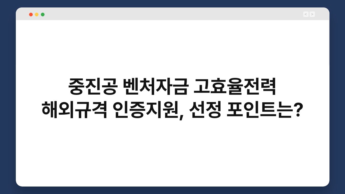 중진공 벤처자금 고효율전력 해외규격 인증지원, 선정 포인트는? 1