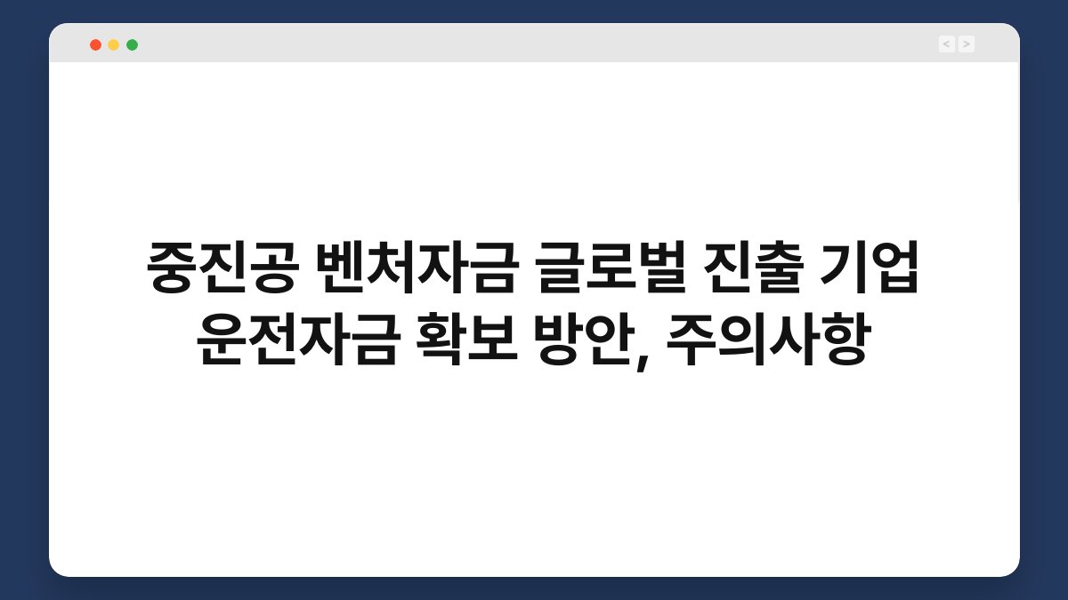 중진공 벤처자금 글로벌 진출 기업 운전자금 확보 방안, 주의사항 1