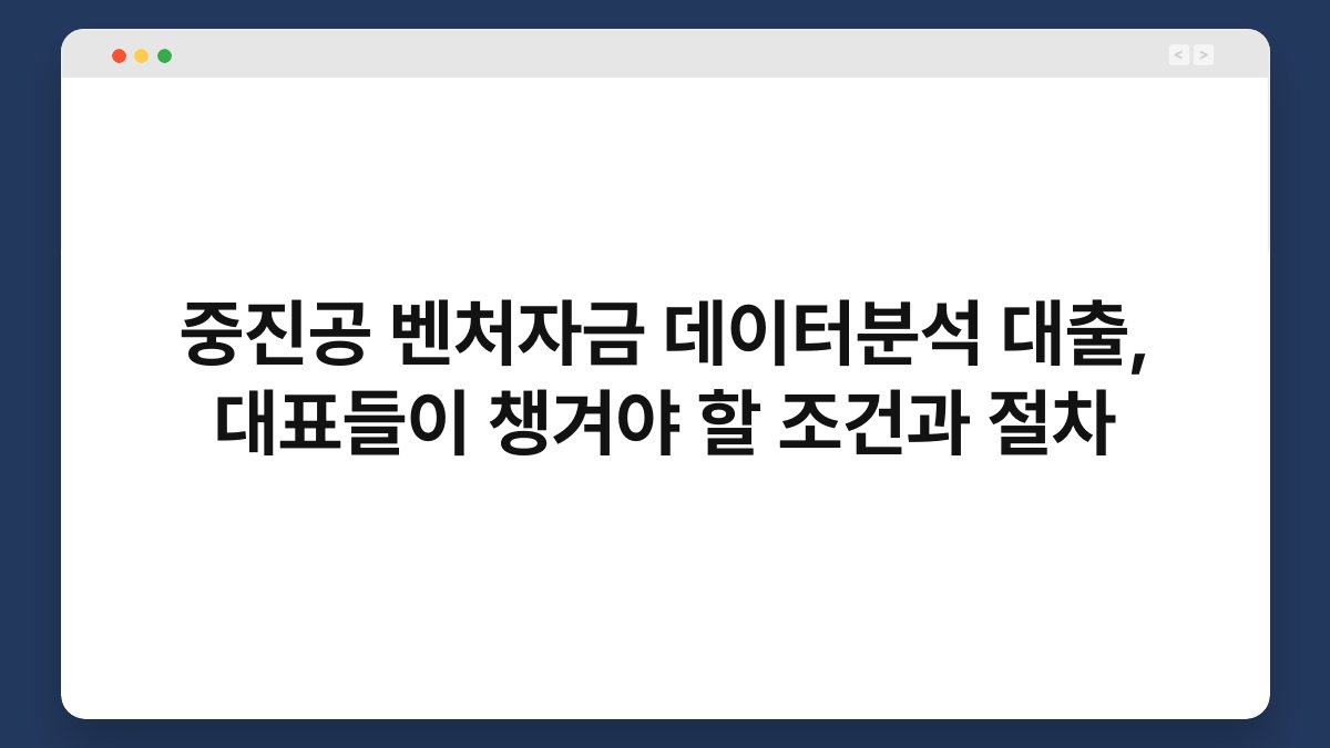 중진공 벤처자금 데이터분석 대출, 대표들이 챙겨야 할 조건과 절차 1