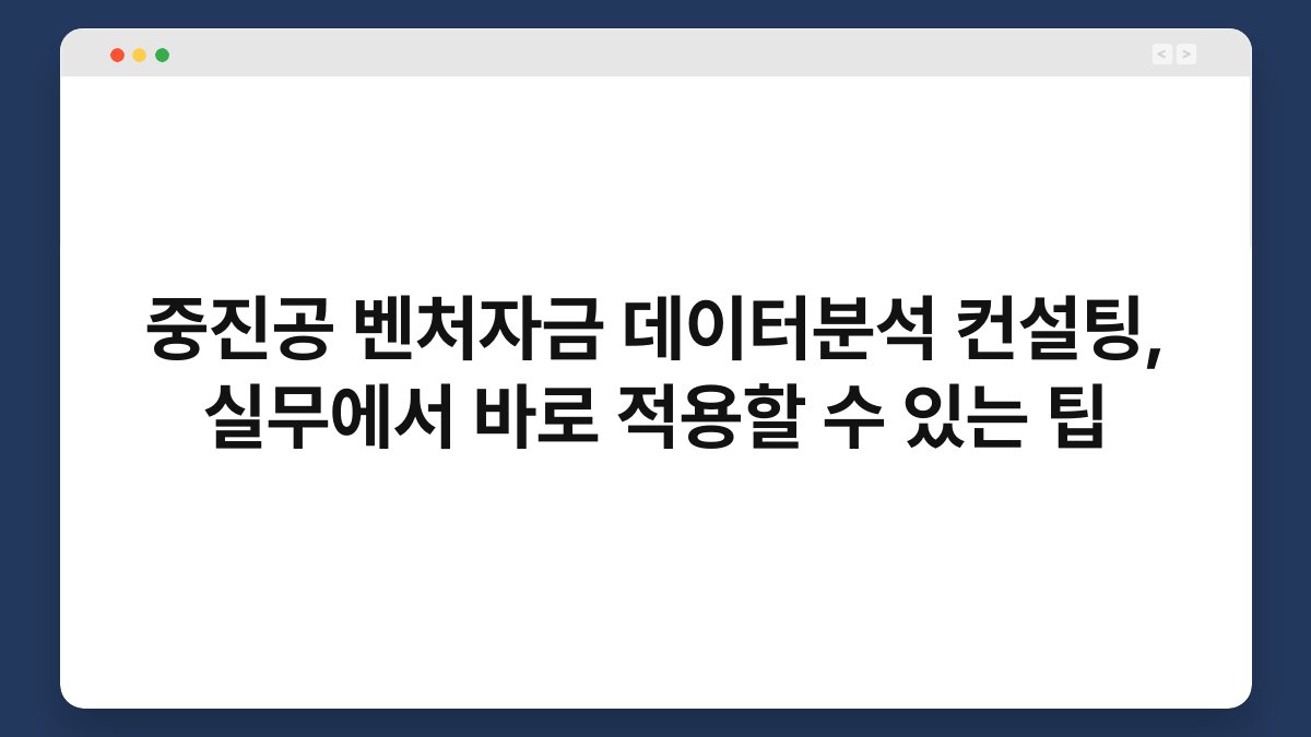 중진공 벤처자금 데이터분석 컨설팅, 실무에서 바로 적용할 수 있는 팁 1