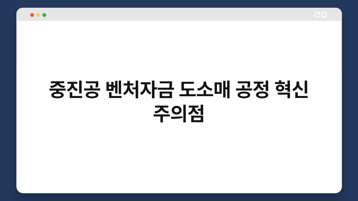 중진공 벤처자금 도소매 공정 혁신 주의점 1