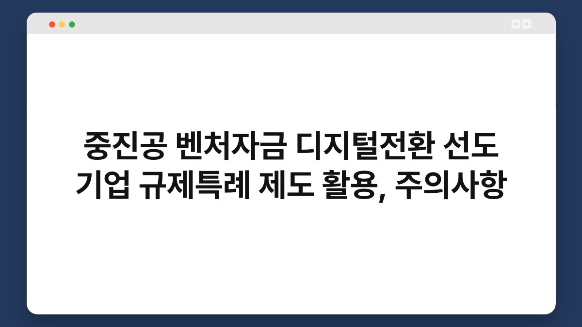 중진공 벤처자금 디지털전환 선도 기업 규제특례 제도 활용, 주의사항 1