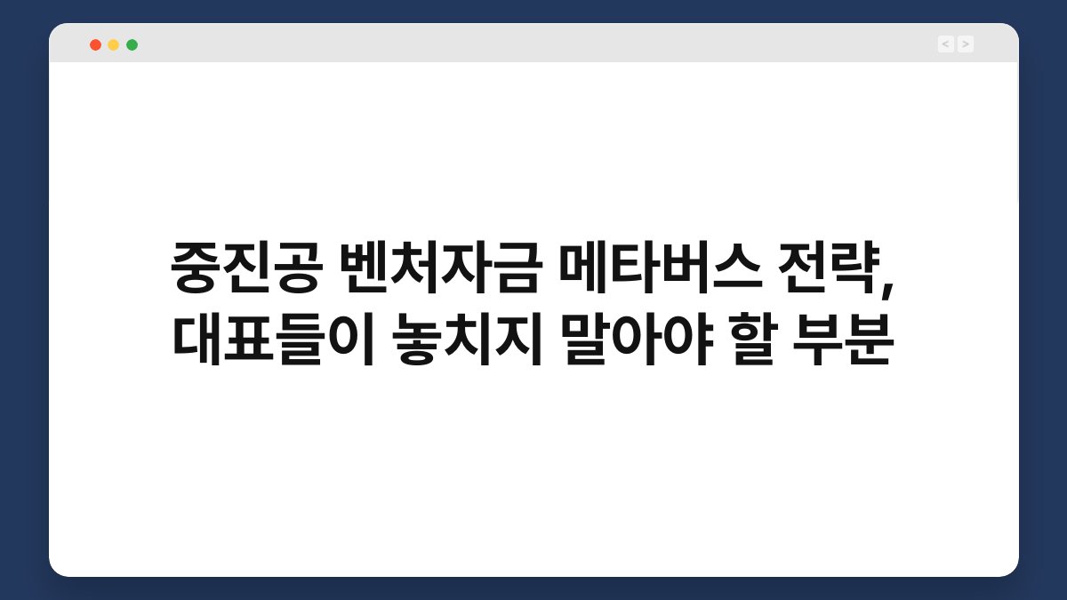 중진공 벤처자금 메타버스 전략, 대표들이 놓치지 말아야 할 부분 1