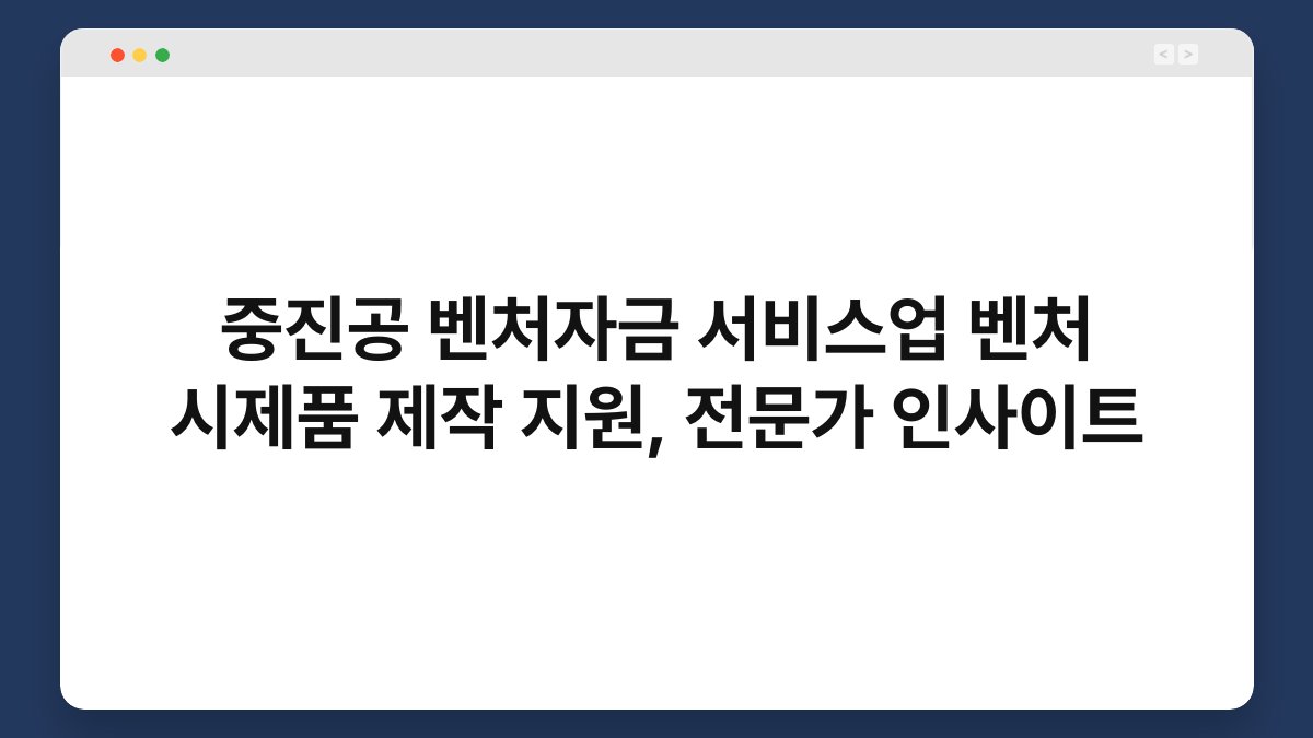 중진공 벤처자금 서비스업 벤처 시제품 제작 지원, 전문가 인사이트 1