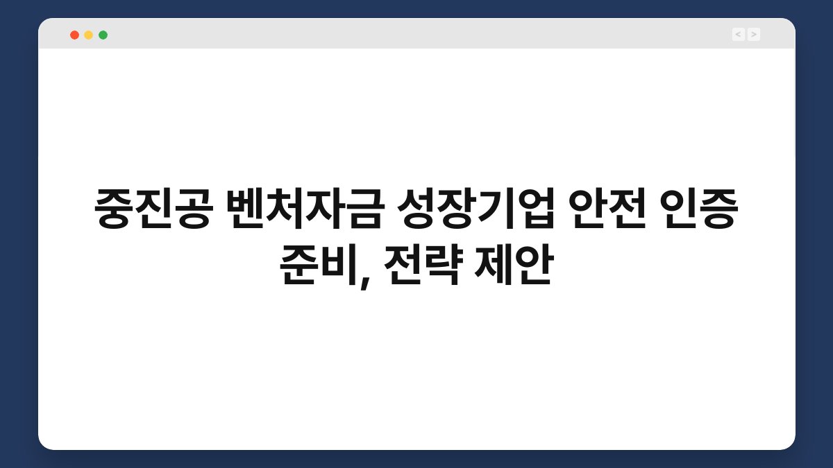 중진공 벤처자금 성장기업 안전 인증 준비, 전략 제안 1