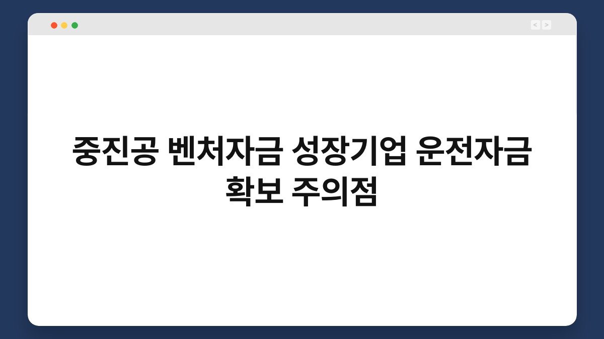 중진공 벤처자금 성장기업 운전자금 확보 주의점 1