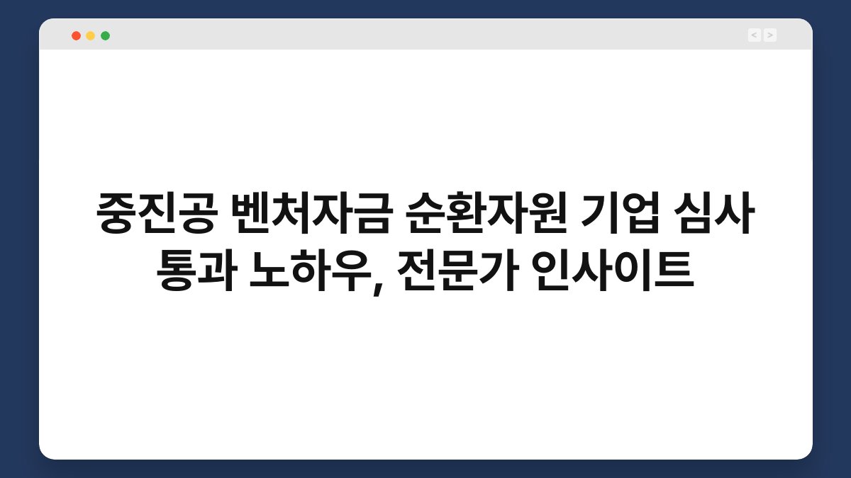 중진공 벤처자금 순환자원 기업 심사 통과 노하우, 전문가 인사이트 1