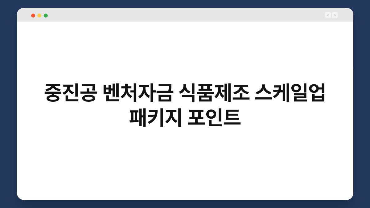 중진공 벤처자금 식품제조 스케일업 패키지 포인트 1