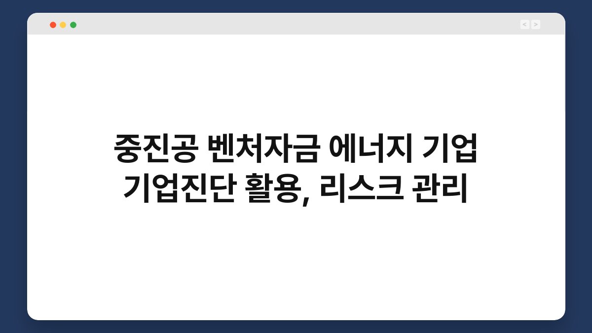 중진공 벤처자금 에너지 기업 기업진단 활용, 리스크 관리 1