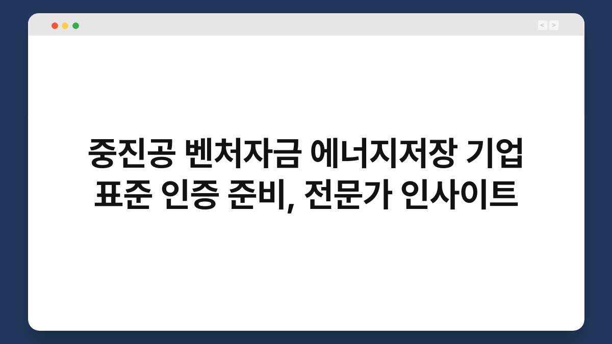 중진공 벤처자금 에너지저장 기업 표준 인증 준비, 전문가 인사이트 1