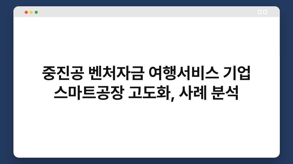 중진공 벤처자금 여행서비스 기업 스마트공장 고도화, 사례 분석 1