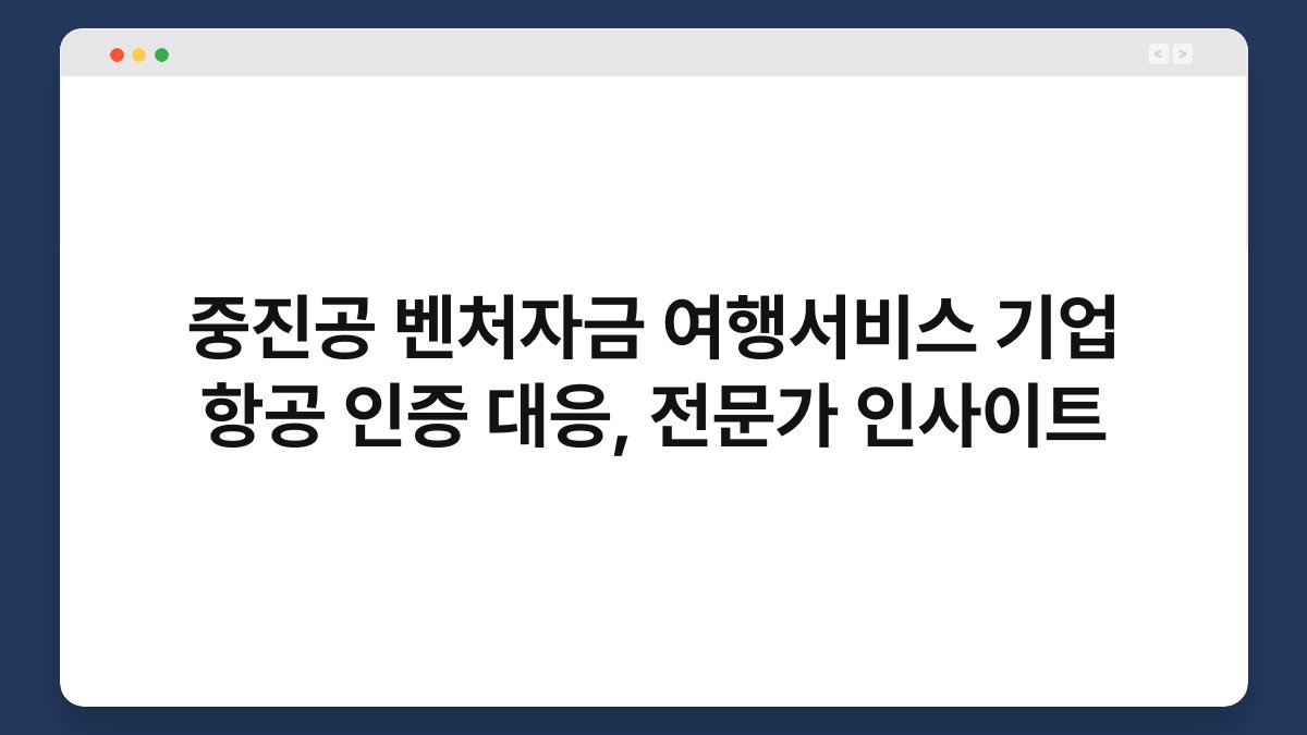 중진공 벤처자금 여행서비스 기업 항공 인증 대응, 전문가 인사이트 1