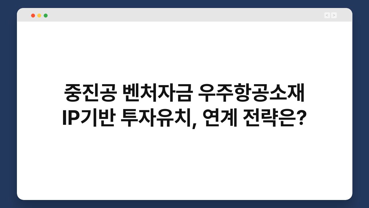 중진공 벤처자금 우주항공소재 IP기반 투자유치, 연계 전략은? 1