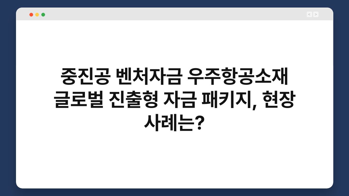 중진공 벤처자금 우주항공소재 글로벌 진출형 자금 패키지, 현장 사례는? 1