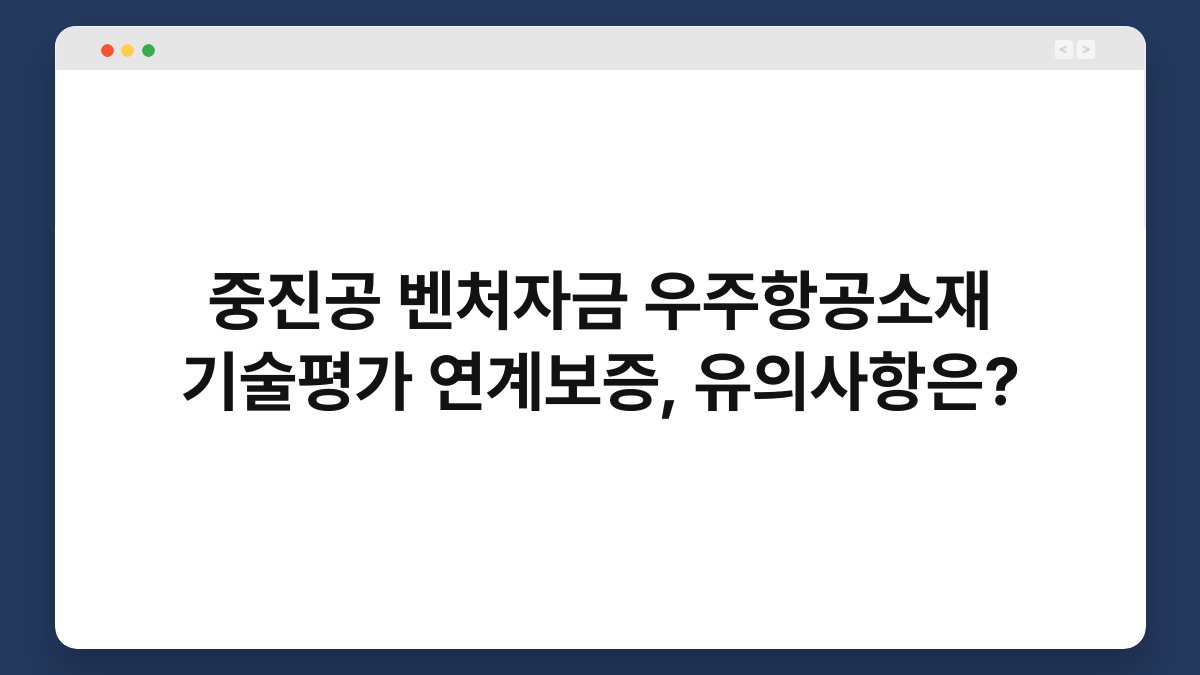 중진공 벤처자금 우주항공소재 기술평가 연계보증, 유의사항은? 1