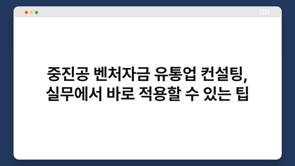 중진공 벤처자금 유통업 컨설팅, 실무에서 바로 적용할 수 있는 팁 1
