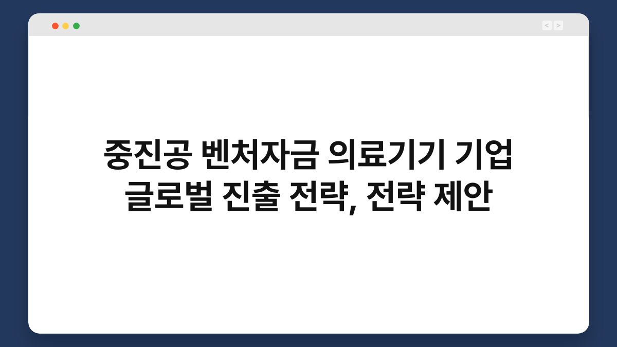 중진공 벤처자금 의료기기 기업 글로벌 진출 전략, 전략 제안 1
