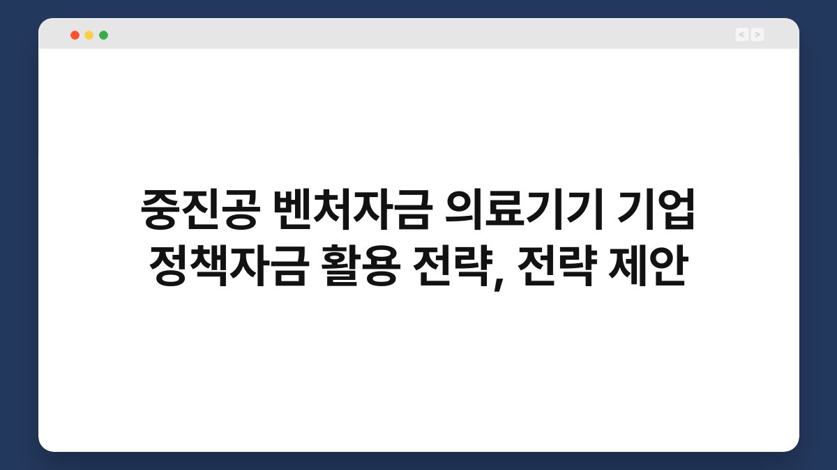 중진공 벤처자금 의료기기 기업 정책자금 활용 전략, 전략 제안 1