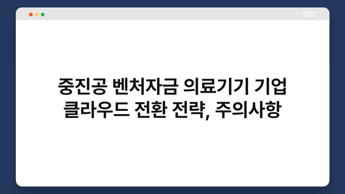 중진공 벤처자금 의료기기 기업 클라우드 전환 전략, 주의사항 1