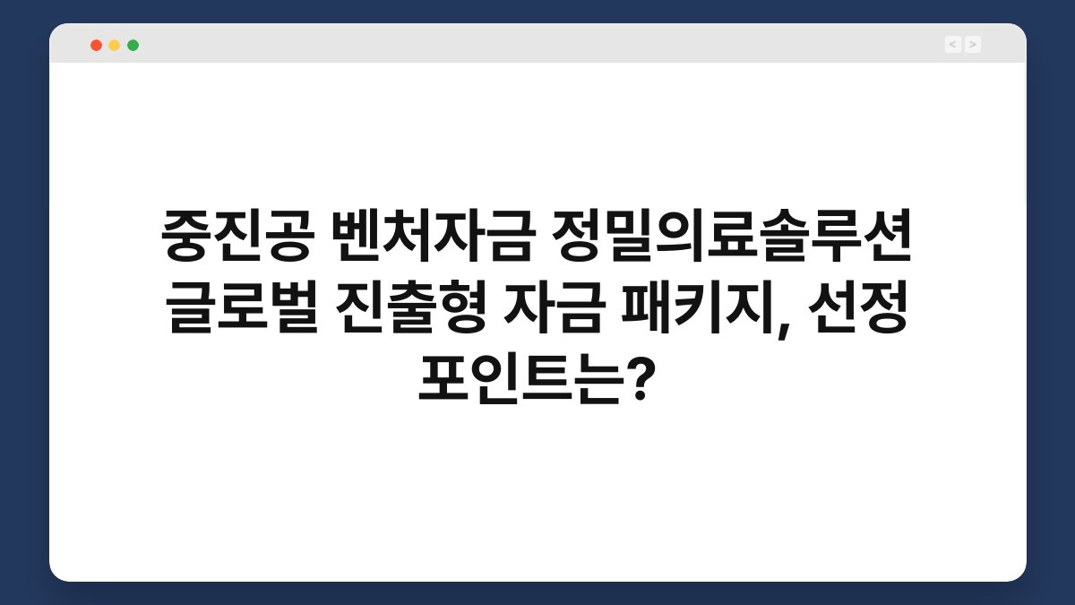 중진공 벤처자금 정밀의료솔루션 글로벌 진출형 자금 패키지, 선정 포인트는? 1