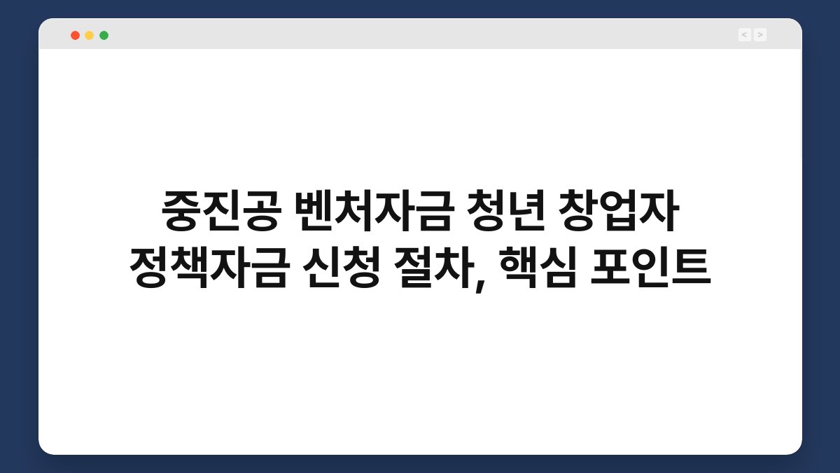 중진공 벤처자금 청년 창업자 정책자금 신청 절차, 핵심 포인트 1