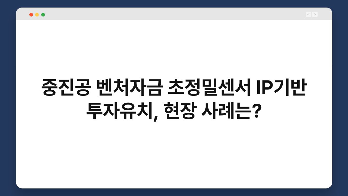 중진공 벤처자금 초정밀센서 IP기반 투자유치, 현장 사례는? 1