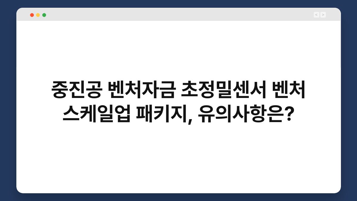 중진공 벤처자금 초정밀센서 벤처 스케일업 패키지, 유의사항은? 1