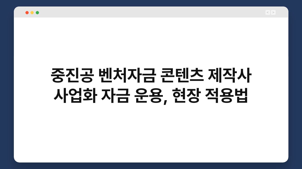 중진공 벤처자금 콘텐츠 제작사 사업화 자금 운용, 현장 적용법 1
