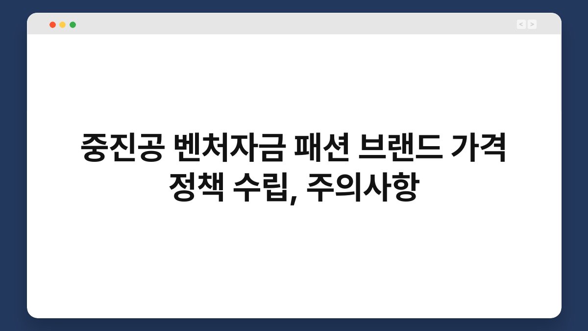 중진공 벤처자금 패션 브랜드 가격 정책 수립, 주의사항 1