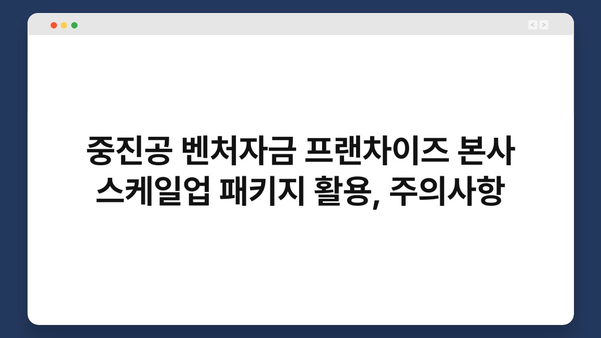 중진공 벤처자금 프랜차이즈 본사 스케일업 패키지 활용, 주의사항 1