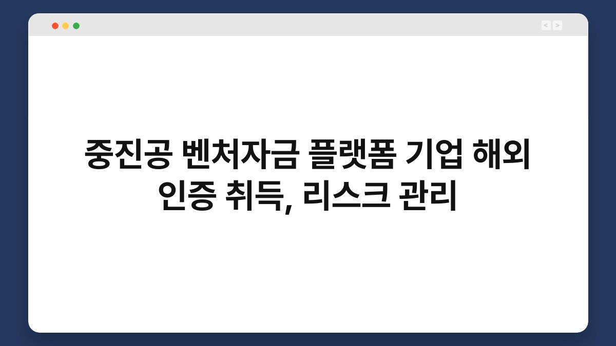 중진공 벤처자금 플랫폼 기업 해외 인증 취득, 리스크 관리 1