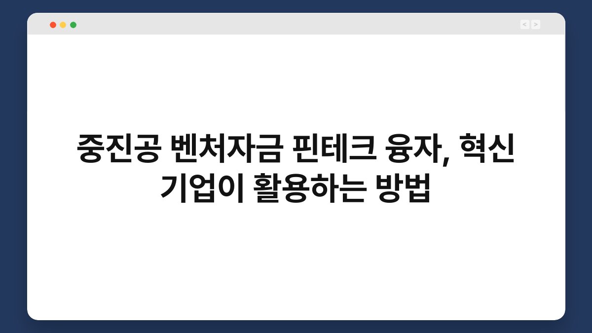 중진공 벤처자금 핀테크 융자, 혁신 기업이 활용하는 방법 1