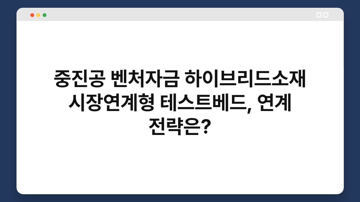 중진공 벤처자금 하이브리드소재 시장연계형 테스트베드, 연계 전략은? 1