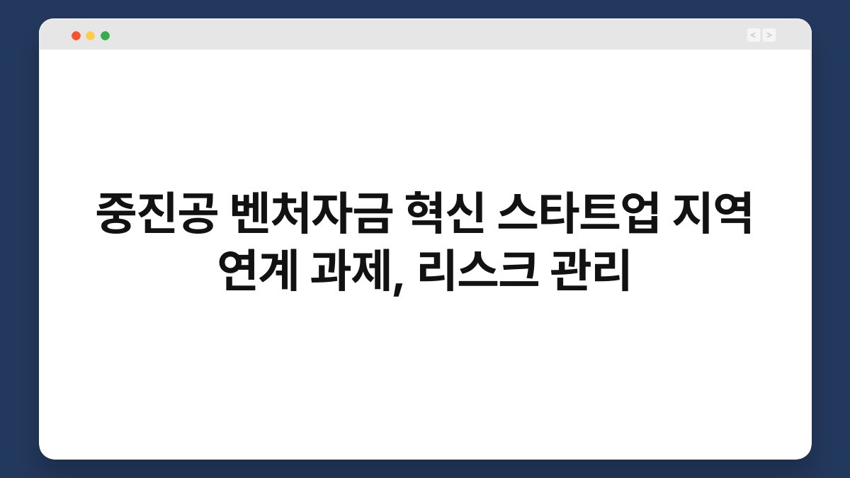 중진공 벤처자금 혁신 스타트업 지역 연계 과제, 리스크 관리 1