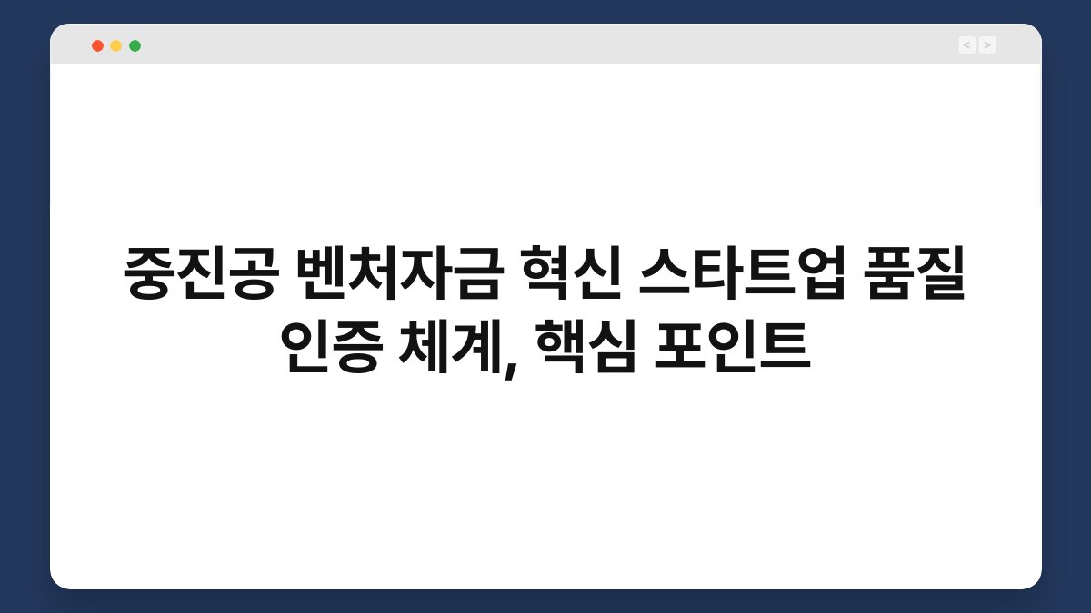중진공 벤처자금 혁신 스타트업 품질 인증 체계, 핵심 포인트 1