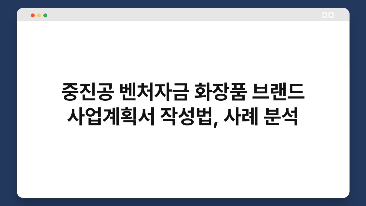 중진공 벤처자금 화장품 브랜드 사업계획서 작성법, 사례 분석 1