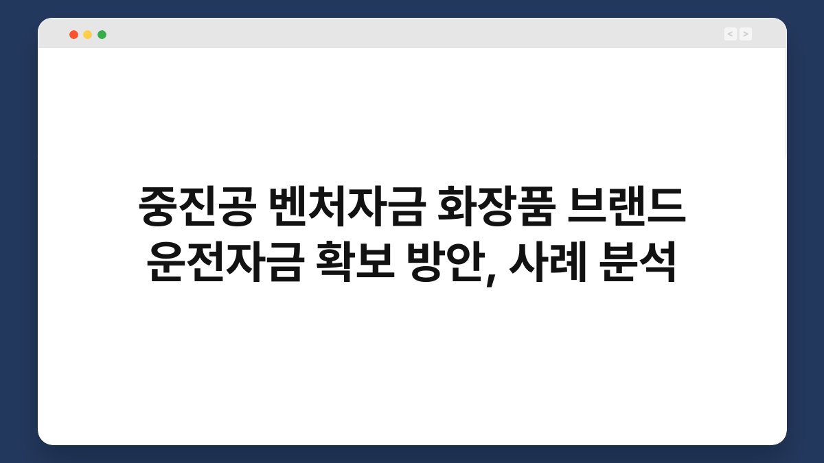중진공 벤처자금 화장품 브랜드 운전자금 확보 방안, 사례 분석 1