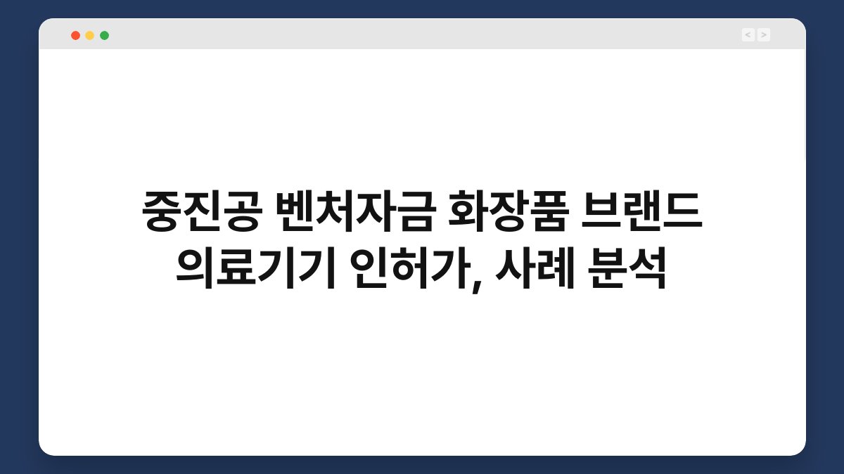 중진공 벤처자금 화장품 브랜드 의료기기 인허가, 사례 분석 1