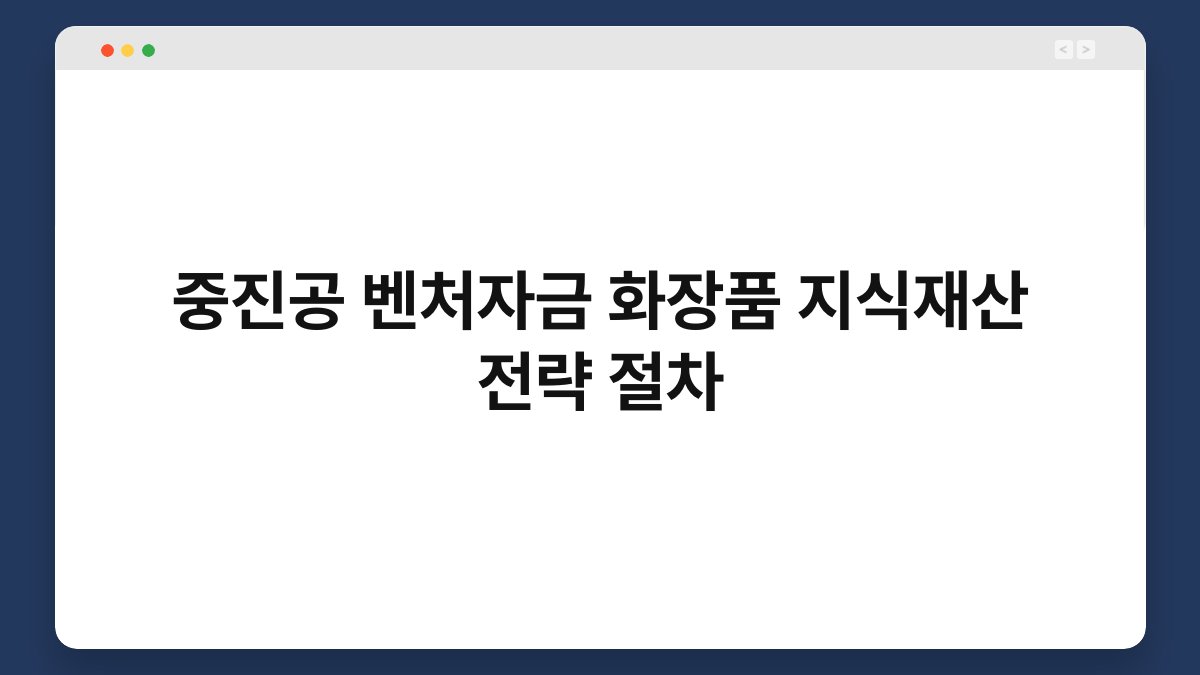 중진공 벤처자금 화장품 지식재산 전략 절차 1