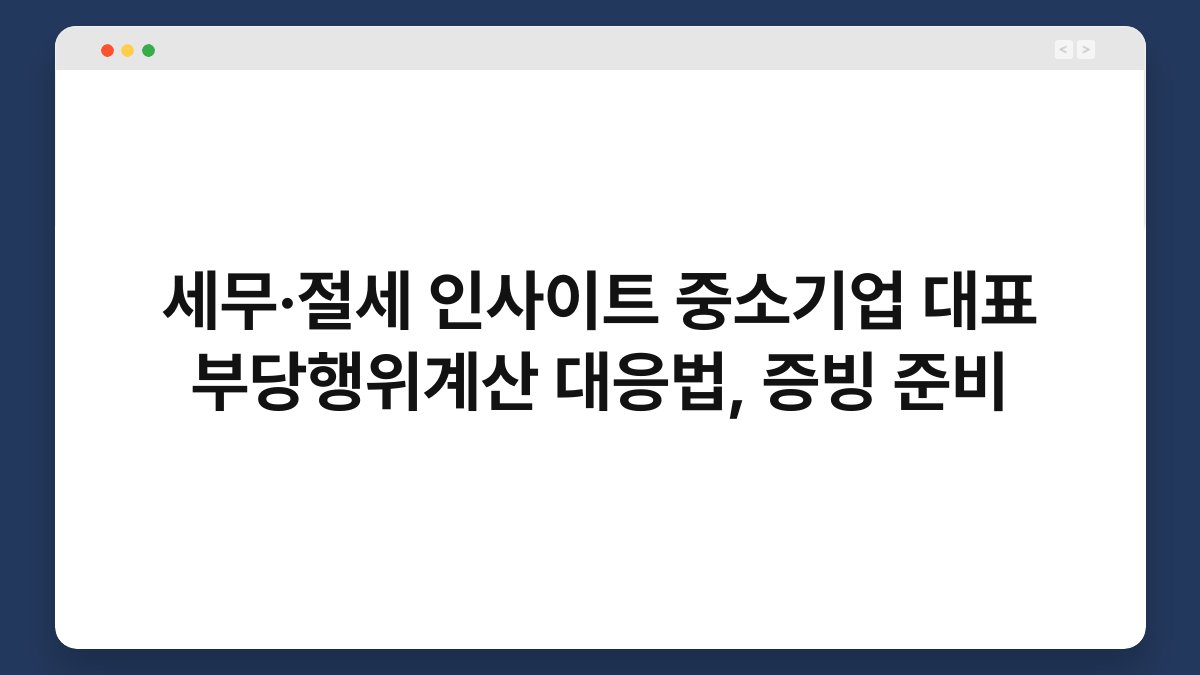 세무·절세 인사이트 중소기업 대표 부당행위계산 대응법, 증빙 준비 1