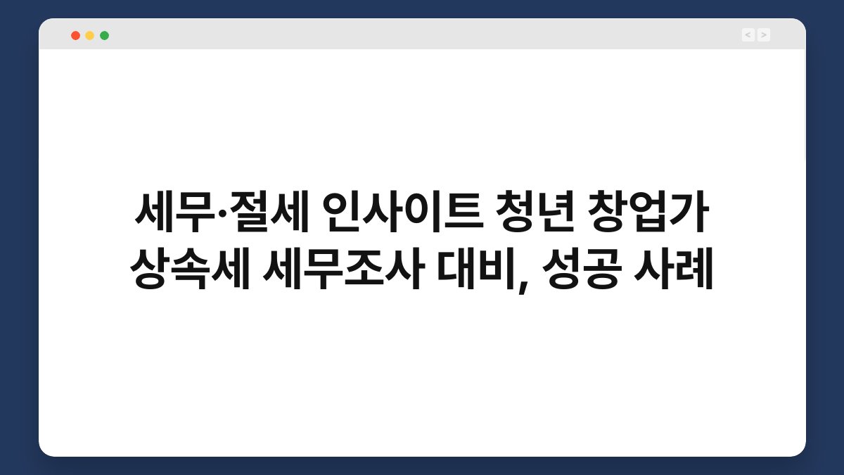 세무·절세 인사이트 청년 창업가 상속세 세무조사 대비, 성공 사례 1