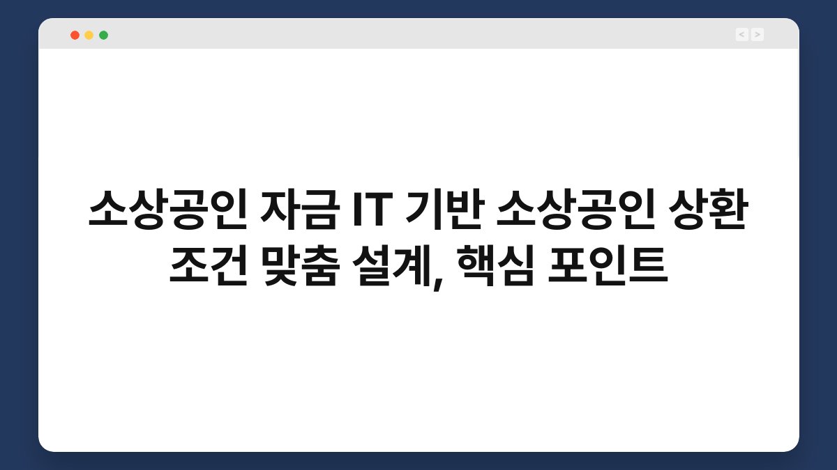 소상공인 자금 IT 기반 소상공인 상환 조건 맞춤 설계, 핵심 포인트 1