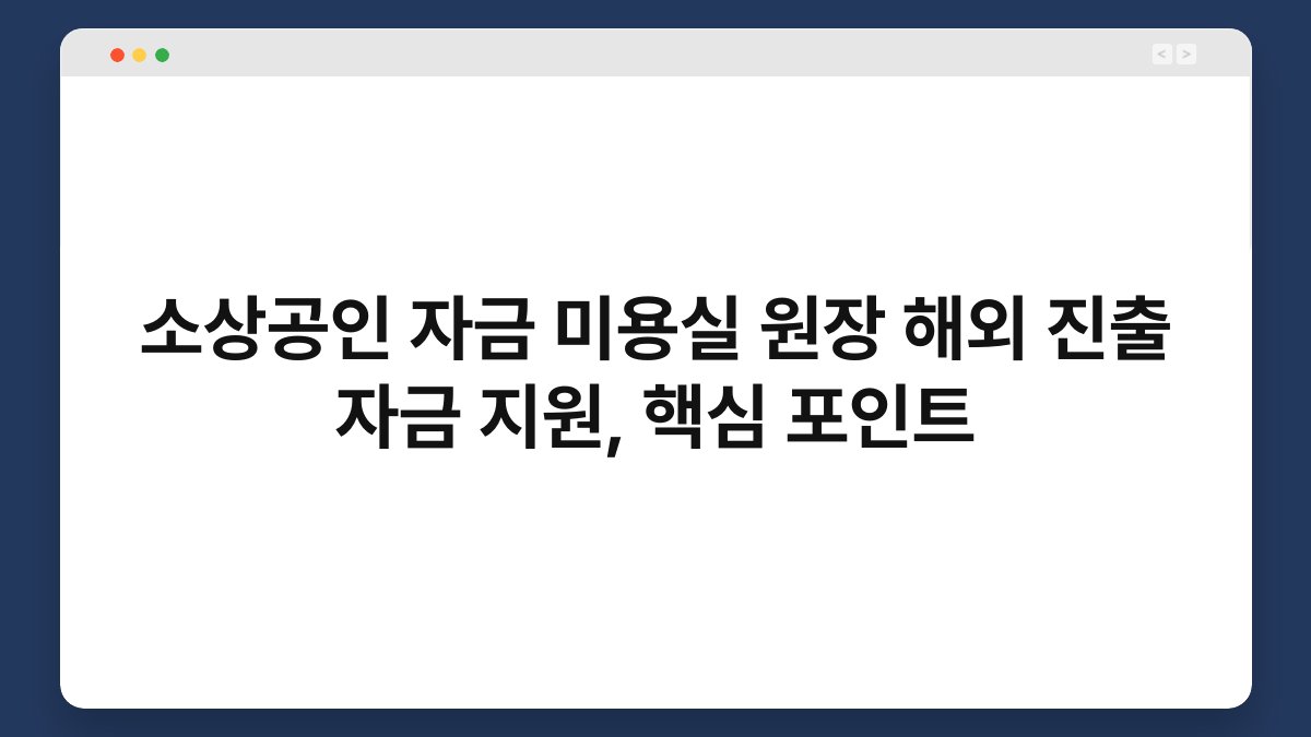 소상공인 자금 미용실 원장 해외 진출 자금 지원, 핵심 포인트 1
