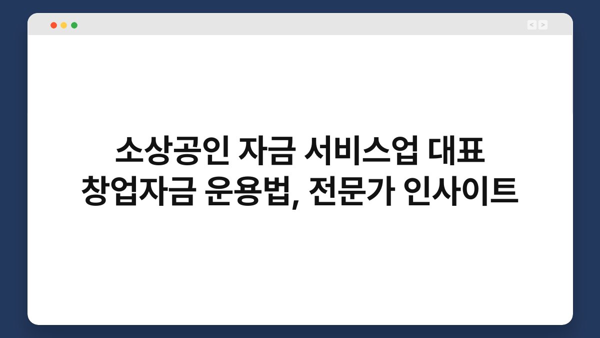 소상공인 자금 서비스업 대표 창업자금 운용법, 전문가 인사이트 1