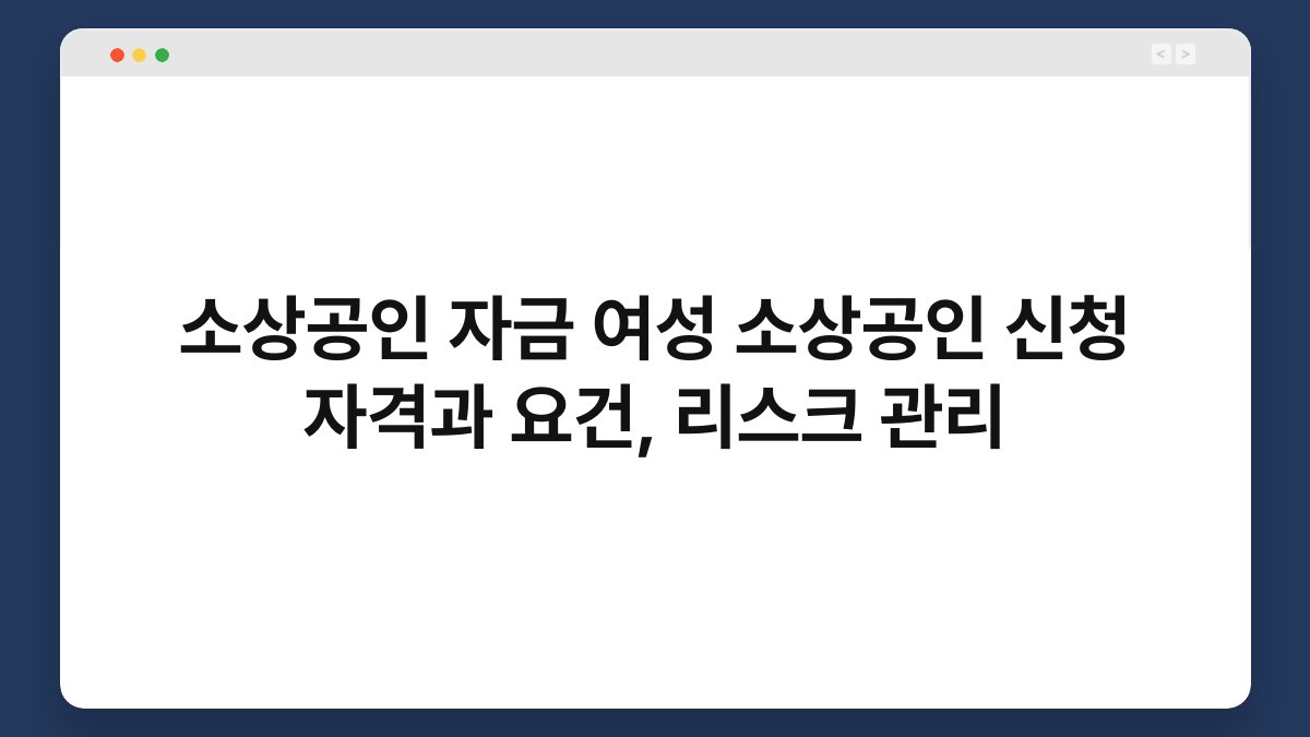 소상공인 자금 여성 소상공인 신청 자격과 요건, 리스크 관리 1