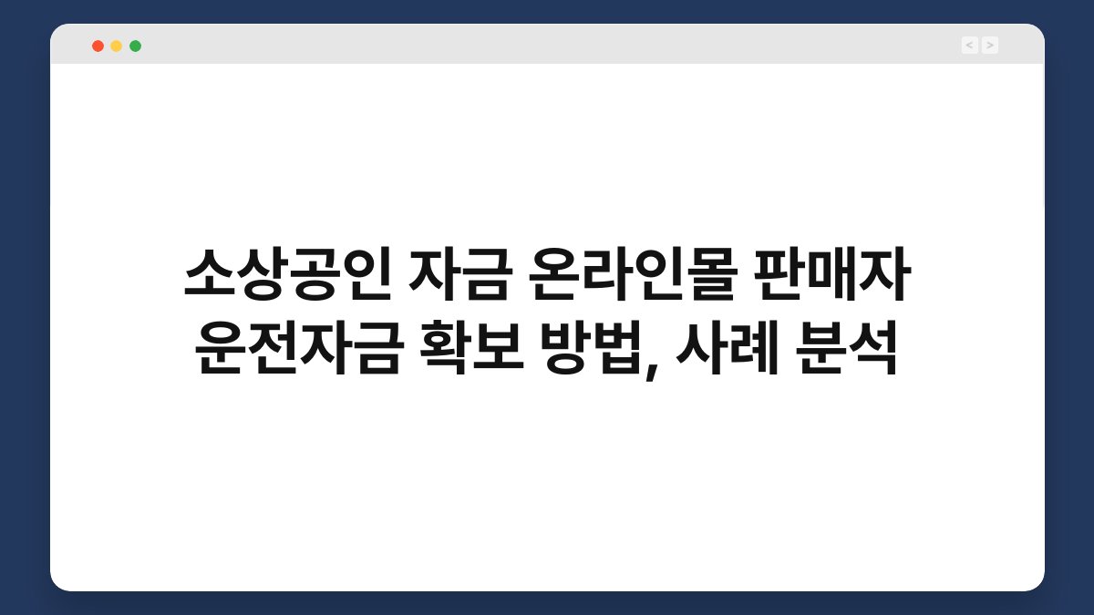 소상공인 자금 온라인몰 판매자 운전자금 확보 방법, 사례 분석 1